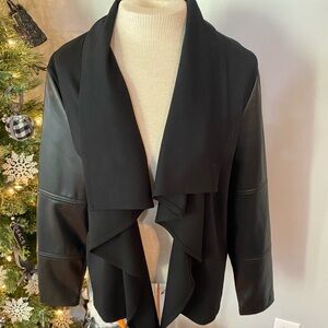 Rafaella Black Jacket With Faux Leather Sleeves size L New With Tags
